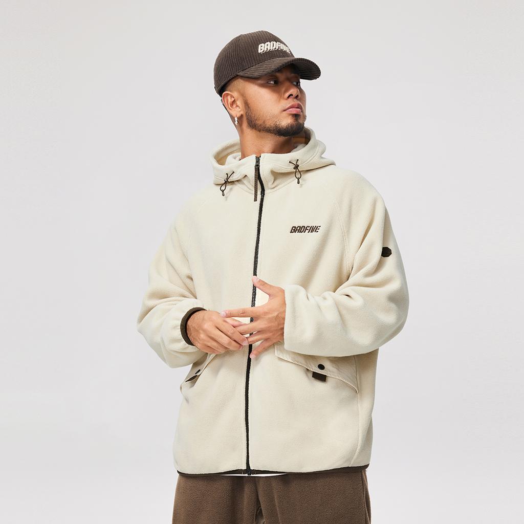 Li-Ning Anti-Five Series Loose Comfortable Warm Fleece Jacket Men Jacket Rock-White Gray AFDU499-1