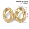 Ingemark Punk Goth Smooth Hollow Oval Stud Earrings for Women Vintage Gold Color Piercing Earrings Seampunk Party Jewelry Gift