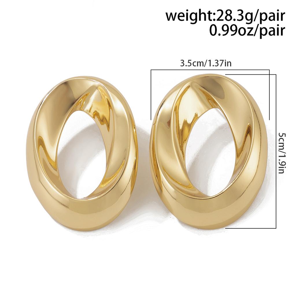 Ingemark Punk Goth Smooth Hollow Oval Stud Earrings for Women Vintage Gold Color Piercing Earrings Seampunk Party Jewelry Gift