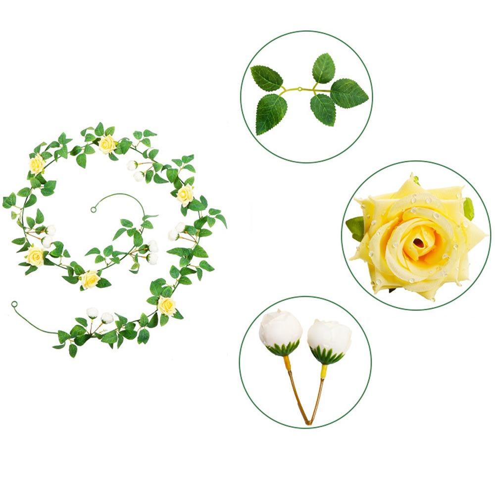 

Spring Silk Rose Flower Vine Plastic Rose Wall Hanging Artificial Rose Vine Home Garden Decoration жёлтый