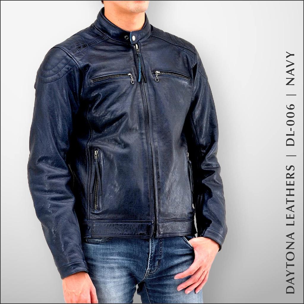 Daytona Motorcycle Leather Jacket Genuine Leather Cafe Riders Navy L Size 23742 (Waxed) Spring/Autumn DL-006 (Men's)