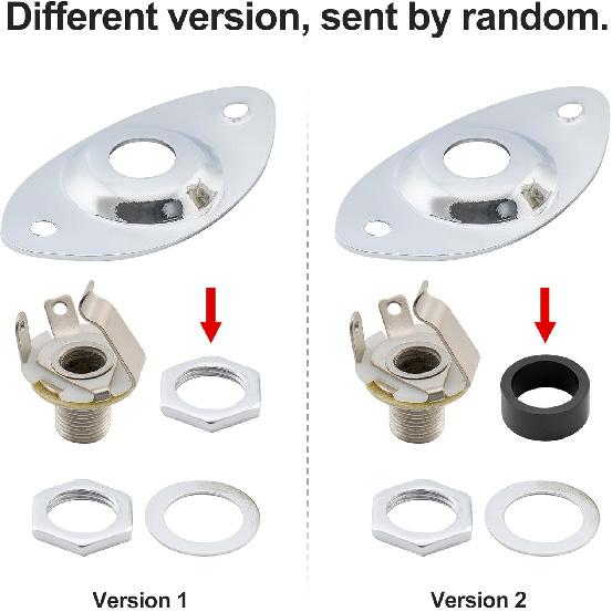 Musiclily Metall 1/4" Ovaler Gitarren-Eingangsbuchsen-Platte Ausgangsbuchsen-Platte Buchse mit Schrauben für Fender Strat Tele Style E-Gitarre, Chrom