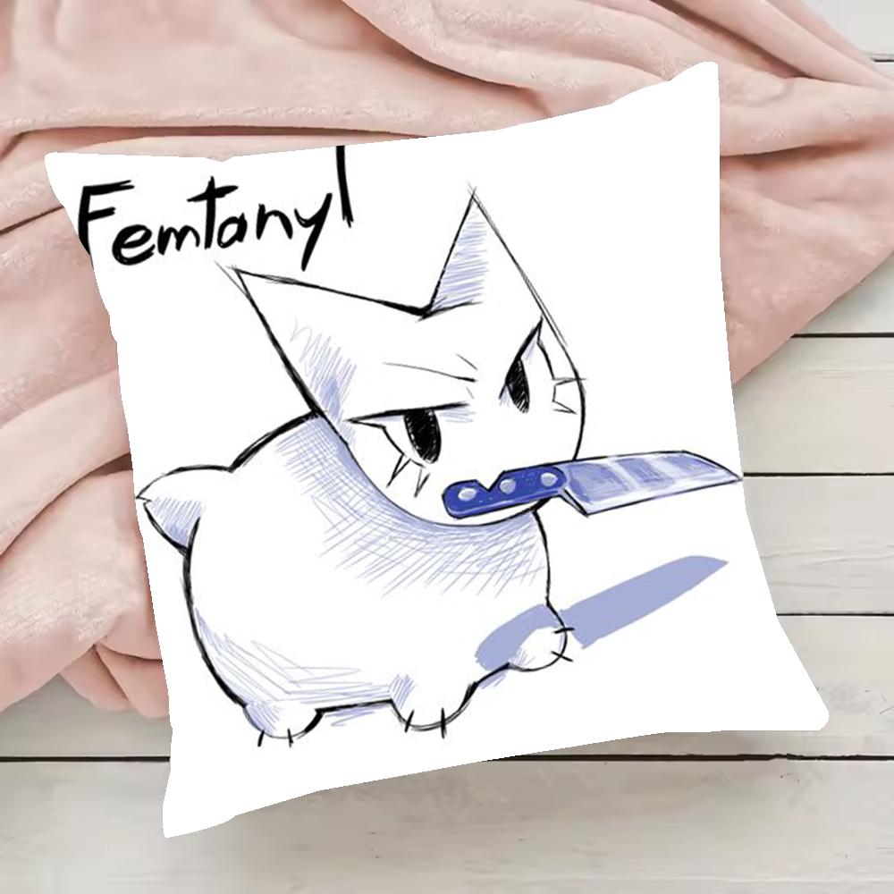 Boykisser Silly Cat Cute Pillow Case Pillowcase Anti-dustmite Pillow Invisible zipper silky short plush Sofa cushion cover