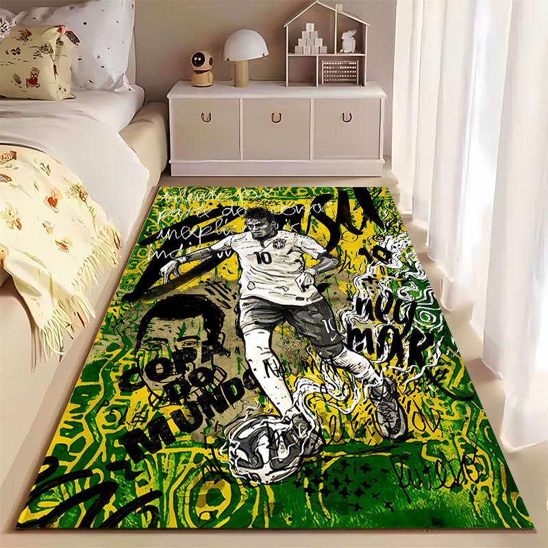Soccer Player Graffiti Style suitable as a non-slip mat for the living room or bedroom sofa