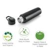 Stainless Steel Water Bottle 1 Ltr For Kids, Boys, Girls, 1 Litre Bottles for Gym, Sports, Fridge Use, School & Office (Sipper Cap - Set of 3, Black)