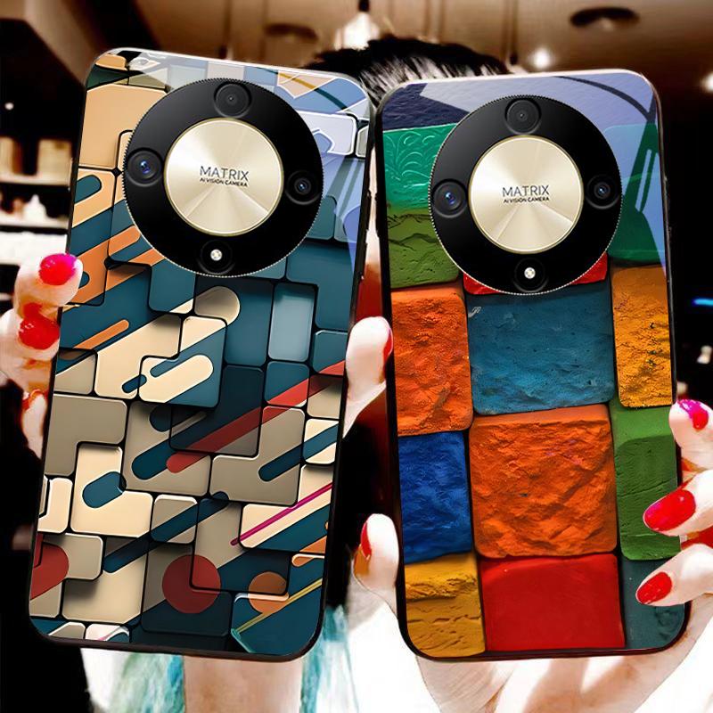 Creative Block For Honor Magic 6 50 70 90 Lite X7b 200 Pro Nova 10 Nova 5T X6 P30 Pura 70 Ultra Tempered Glass Phone Case