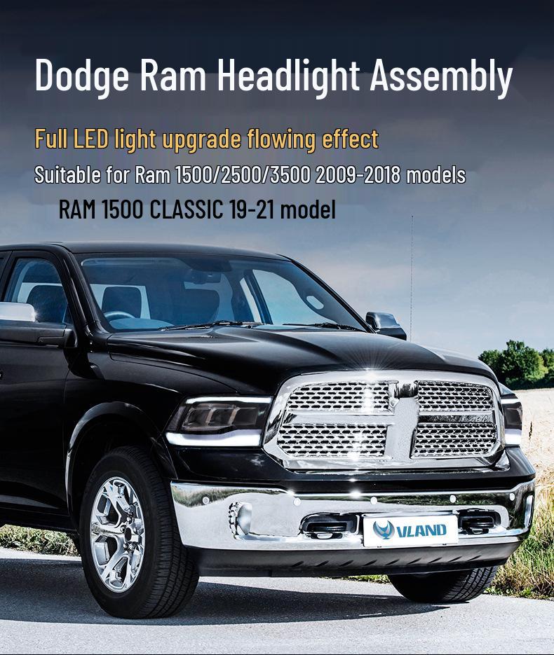 Dodge Ram 1500/2500/3500 LED Breathing Welcome Headlight Assembly
