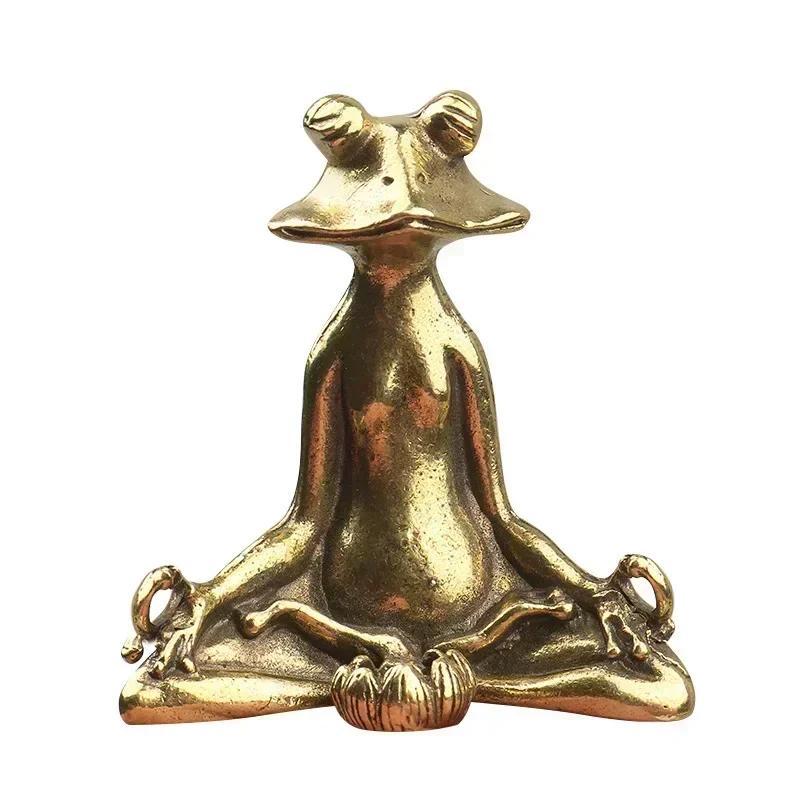 Wohndekor Kreative Geschenke Kupfer Meditierender Frosch Ornamente Messing Sitzen in Meditation Statue Bronze Tee Haustier Figur Räuchergefäß