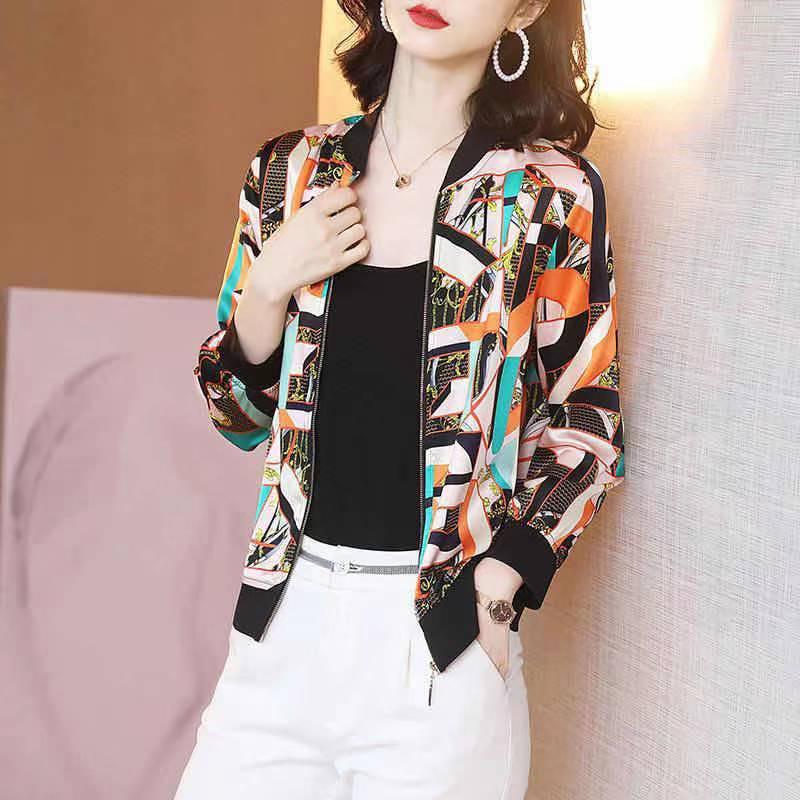 Women's Long Sleeve Chiffon Zipper Jacket - Loose, Lightweight Cardigan for Spring and Autumn 2025, Ideal for Summer Sun Protection.
