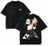 2026 My Dress-Up Darling Marin Kitagawa Black Washed Print T-shirt Oversized Cotton Casual Streetwear Tee For Fans