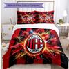 AC Milan Pattern Printed 3PCS Bedding Set Soft Skin-Friendly Washable Duvet Cover & Pillowcases Set All Season Bedroom