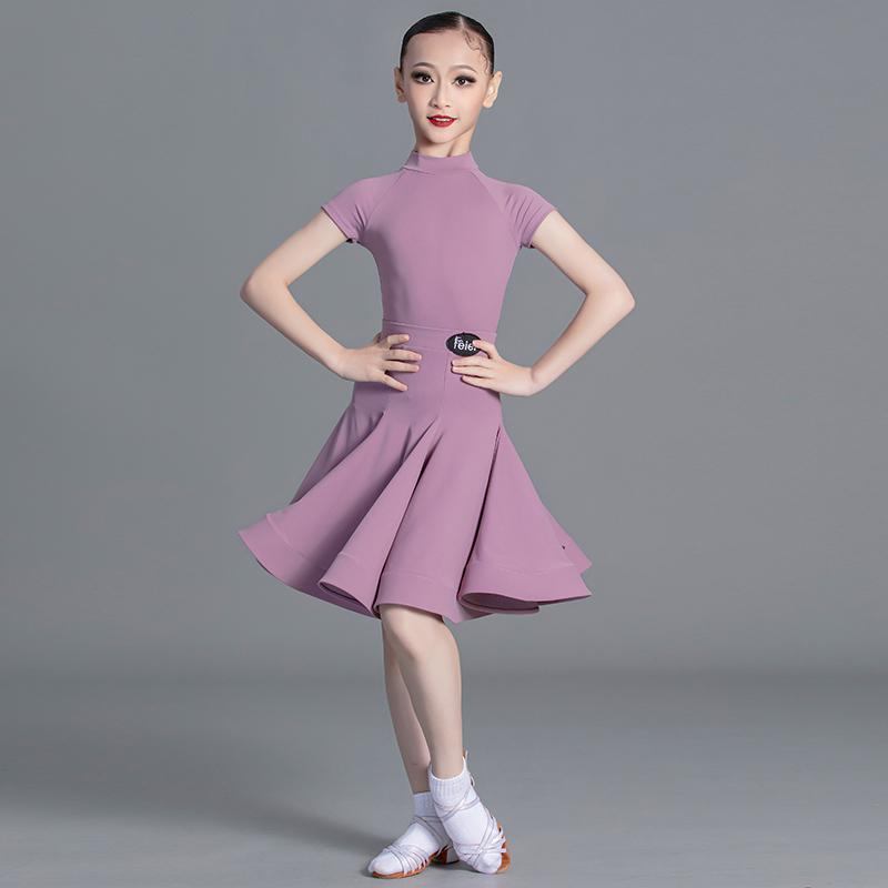 Girls' Latin Dance Velvet Competition Dress - 2025 New Style, Short-Sleeved Summer Design