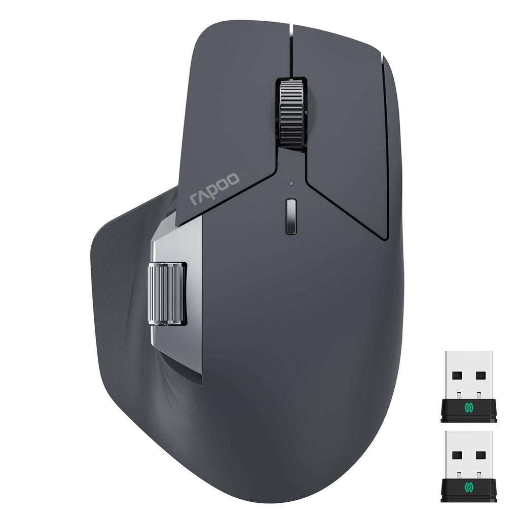 RAPOO MT760PRO Wireless Mouse, NearLink + Bluetooth 5.0, Multi-Device, 12K DPI, 2K Polling, Ergonomic Design, 11 Programmable Buttons, Onboard