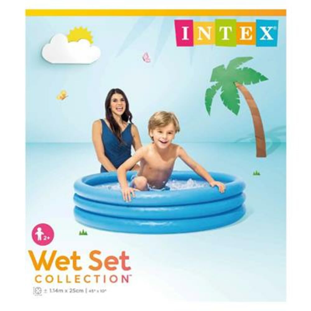 Intex 59416NP Crystal Blue Three-Ring Inflatable Paddling Pool, 1.14m X 25cm