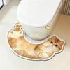 Cartoon Cat Pattern U-Shaped Bath Mat Cozy Absorbent Mat Convenient Toilet Foot Mat  Home Decor