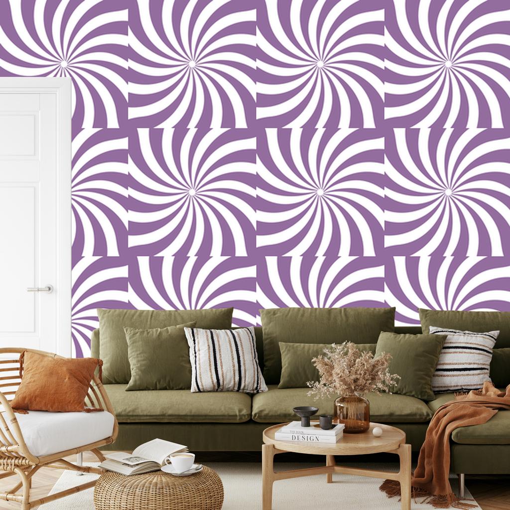 Hippie Wallpaper Background Purple and White for Living Room and Bedroom 50x1000