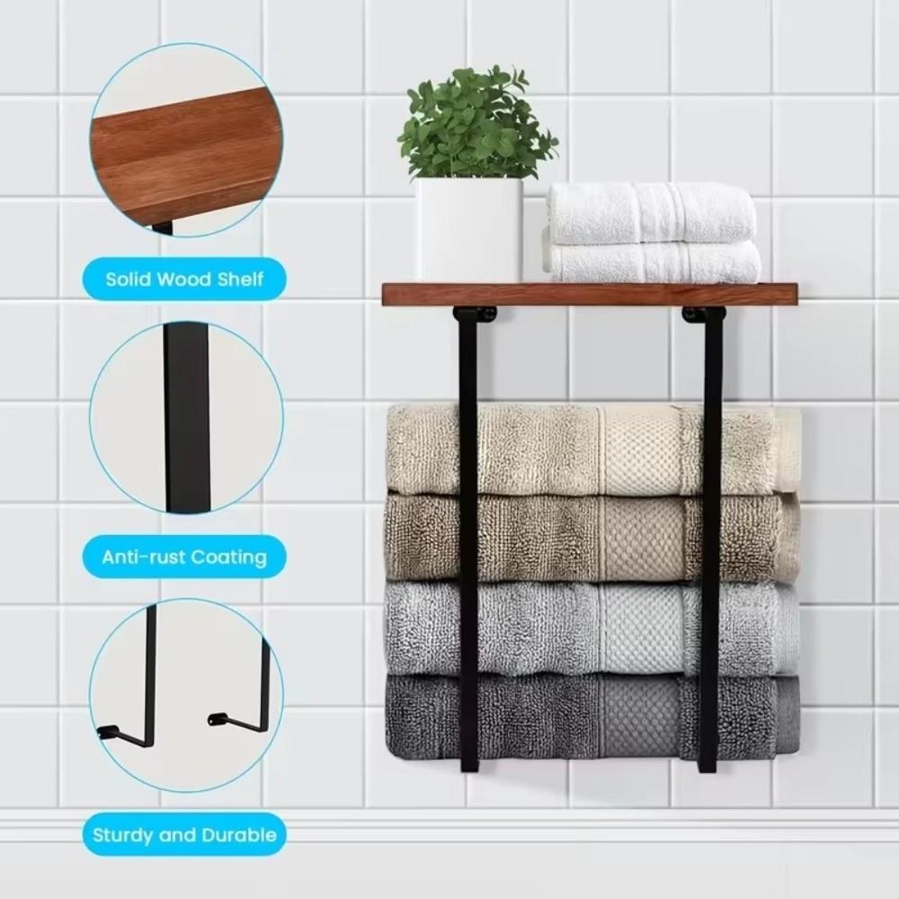 Bathroom Storage Double Pole Towel Rack Wall Mounted Towel Rack Bathroom Organizer