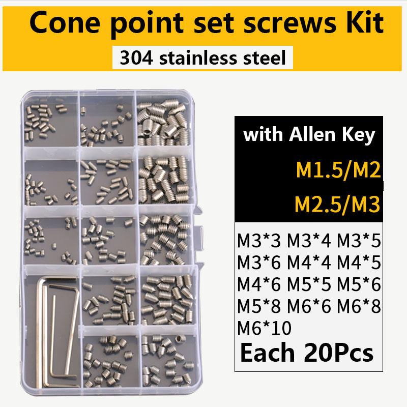 

304 316 нержавеющая сталь внутренний шестигранный приводной конус собачка плоский чашечный наконечник набор установочных винтов комплект шестигранный головка болт