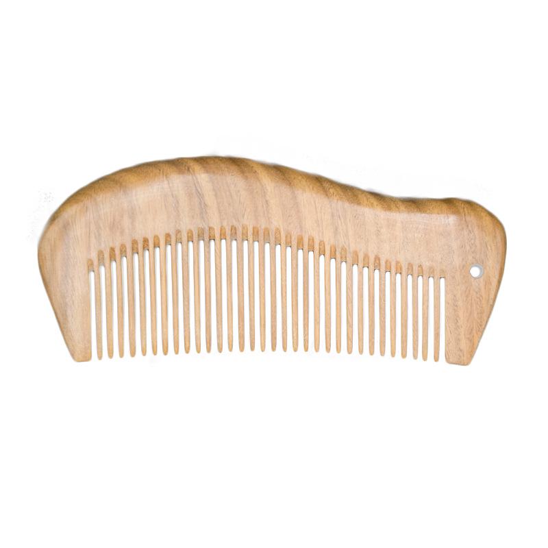 Green Sandalwood Hair Care Comb - 13cm, Model Little Moon Phoenix, for Massage & Scalp Care, Easy to Carry