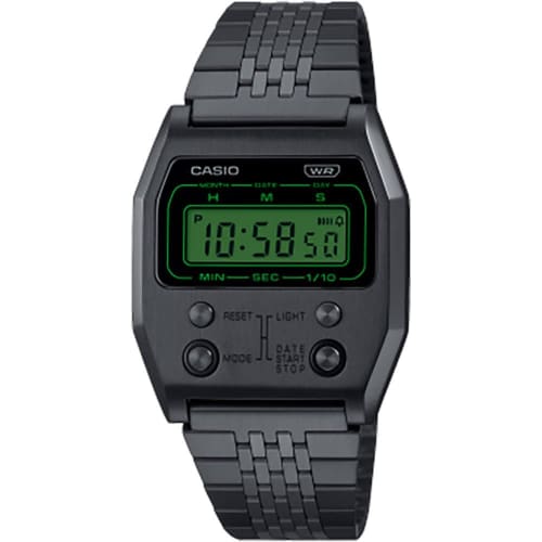 

Casio Vintage Digital Black Steel Watch A1100B-1EF, Black/White, Modern