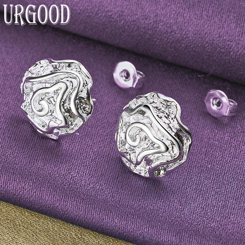 Pendientes de plata de ley 925 con forma de rosa y dijes para boda