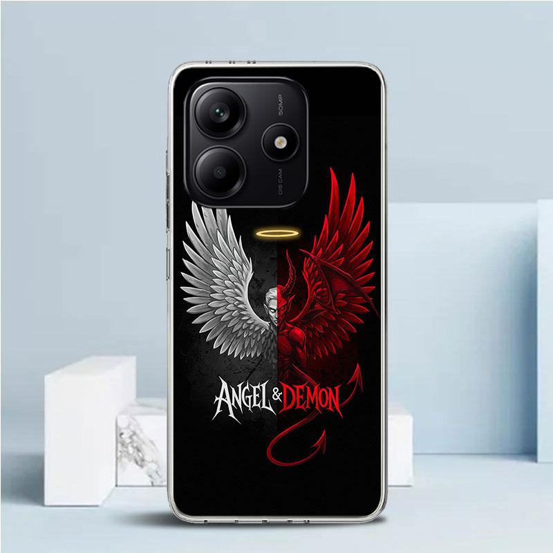 Angel Wings Devil Bad Soft Cover for Xiaomi Redmi Note 15 14 13 12 Pro Plus Phone Case 14S 11S 11T 11E 10S 10 4G Pattern Shell R