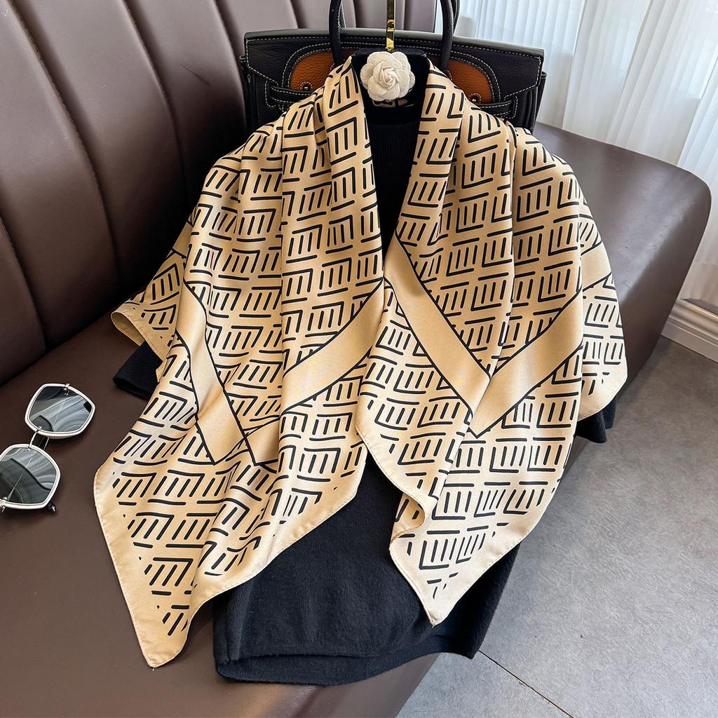 New Spring and Summer Fashion Scarf Striped Twill Shawl for Women  Big Square Scarf Sun Scarf Neck