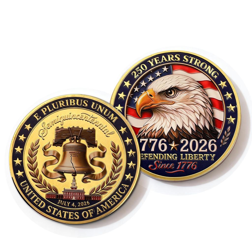 250th Anniversary Commemorative Coin Independence Day Founding Medal Challenge Coin Embossed Metal Coin Color Printed Badge