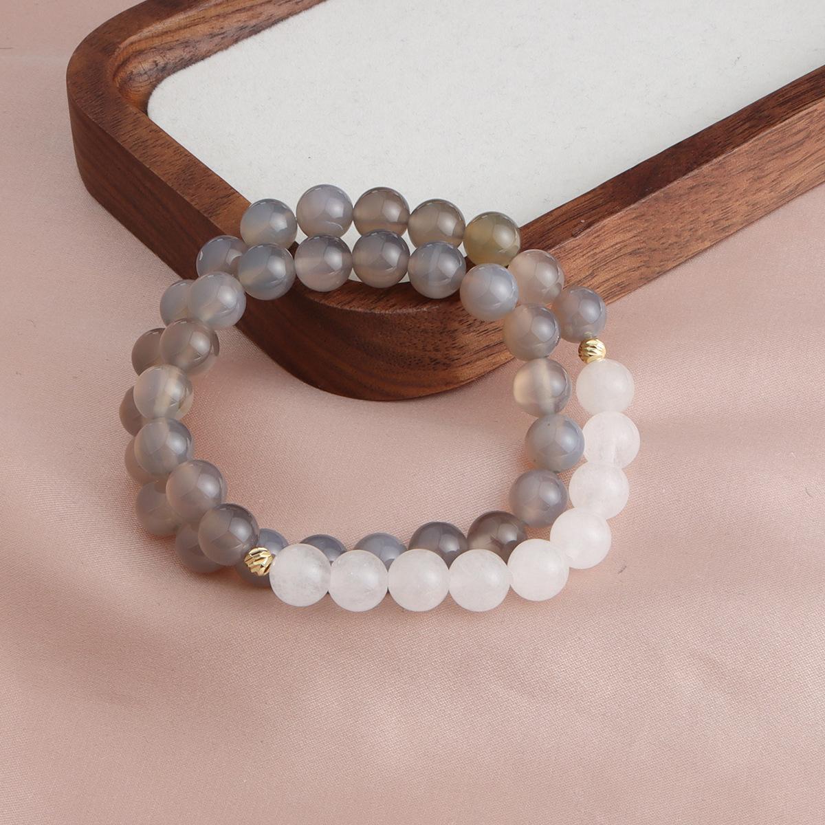 Браслет, двойной браслет с лунным камнем белого лунного света, двойной браслет с солнечным камнем белого лунного света, дофаминовая мода.