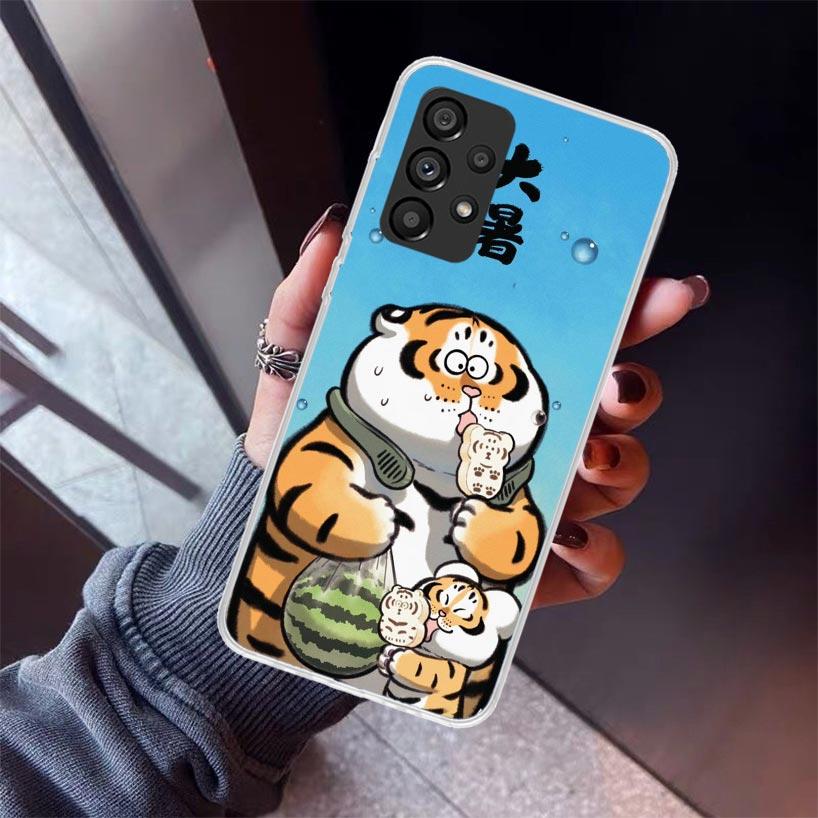 Cartoon Fat Tiger Phone Case For Samsung Galaxy A12 A52S A42 A32 A22 A51 A50 Note 20 Ultra 10 S10 Plus A71 A70 A31 A30 A10S Gala