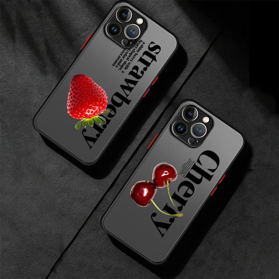 Cherry Strawberry Case for iPhone 17 Pro Max 15 13 Mini 14 Air 16 Plus 11 7 8 SE 12 XS XR Funda Back Phone Cover