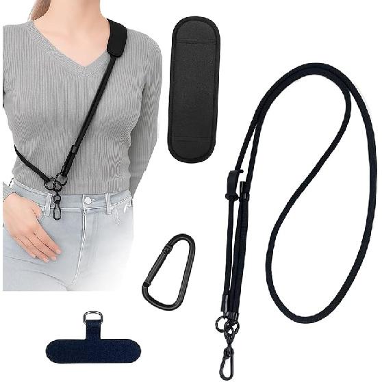 Adjustable Crossbody Phone Lanyard with Quick-Release Buckle, Padded Shoulder, Hands-Free for Phones, Walkie Talkie