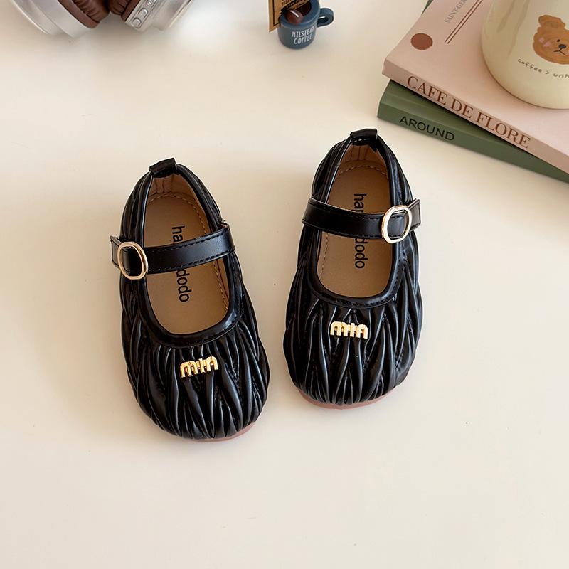 

Anti-slip Shoes, Girl s Leather Shoes, Single Shoes, Bean-shaped Shoes 21 чёрный
