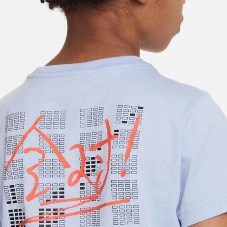 Nike G Cel Graphic Print Round Neck Short Sleeve T-Shirt Kids Tops Cobalt-Blue FQ0722