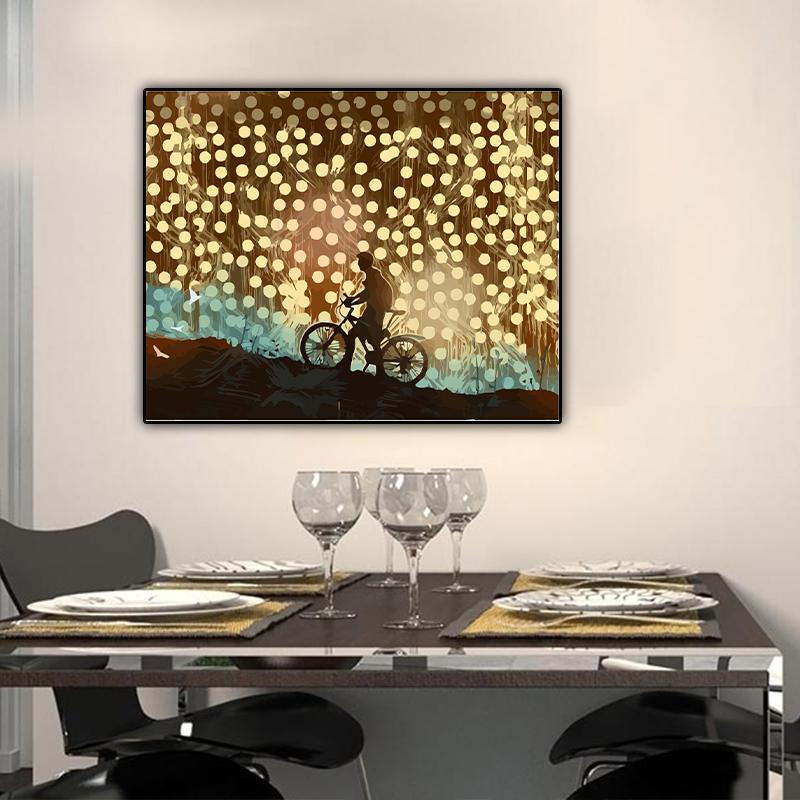 40x50cm Sayıya Göre Boyama lamba ışığı Tuval Üzerine Çizim Bisiklete binmek Resim Yetişkin Ev Dekorasyonu için El Boyalı Kendin Yap