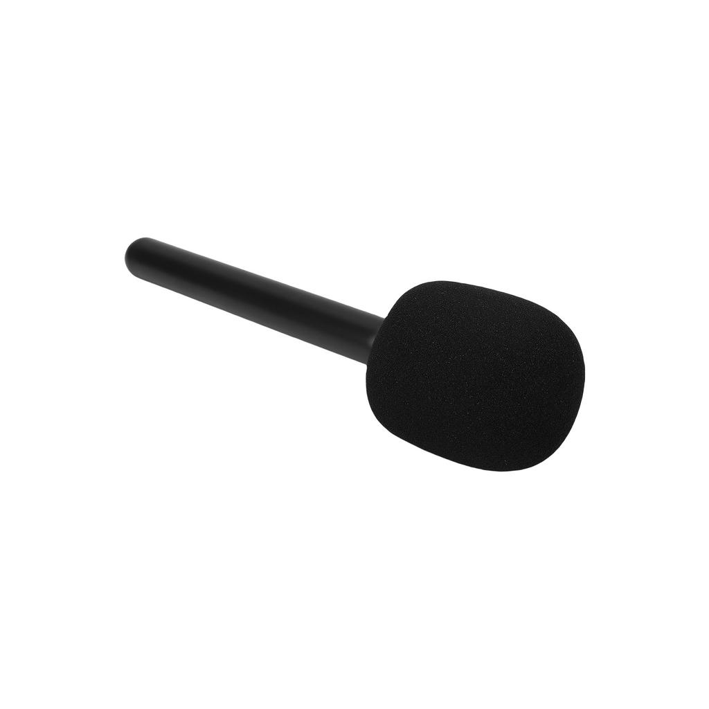 Microphone Holder Handheld Adapter Lavalier Mic Handle with Flag Station Windproof Foam for Video Recording Interview Podcast Reporting