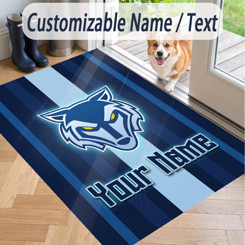 Custom Text Printed Rug Warrington Wolves Non Slip Floor Carpet For Home Room Decor