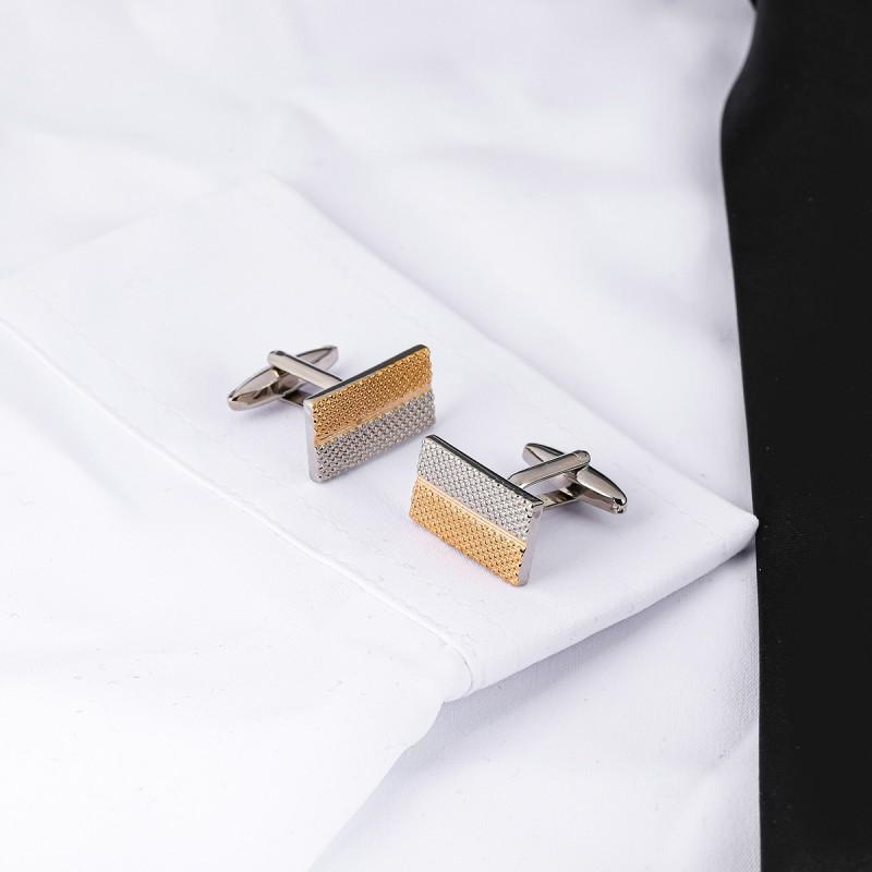 

Rectangular Two Tone Embossed Pure Copper Cufflinks Men s French Shirt CL-0232