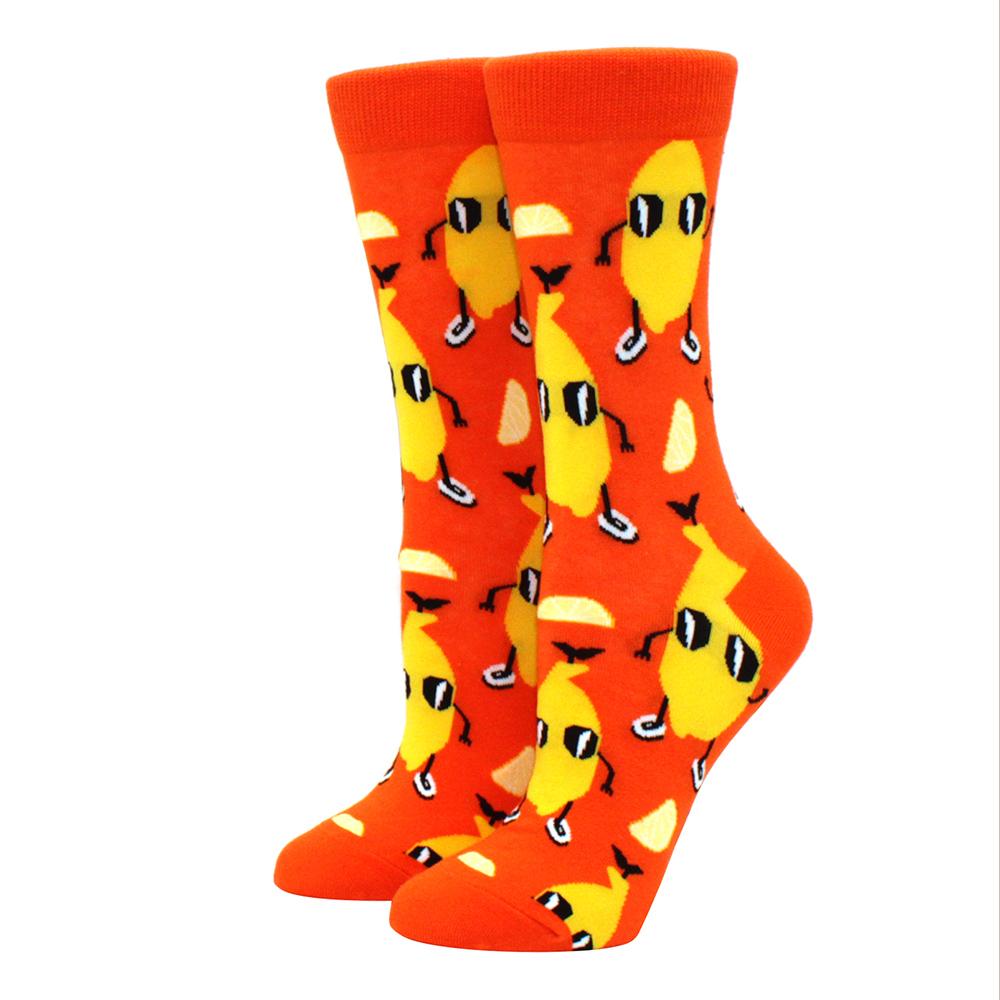 1 Pair S Funny Socks Women Casual Cartoon Fruit Banana Avocado Lemon Egg Cookie Donuts Happy Harajuku Skateboard Socks