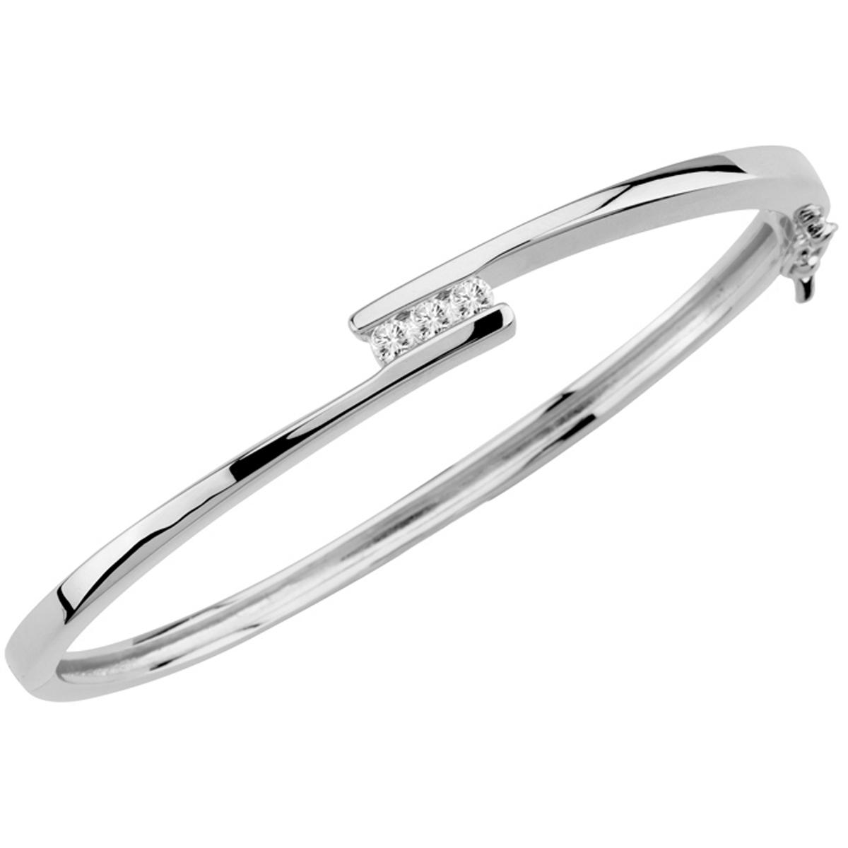 

Altesse [F0179] - Серебряный браслет Câlin Белый серебристый (родий) - 52x68 мм.