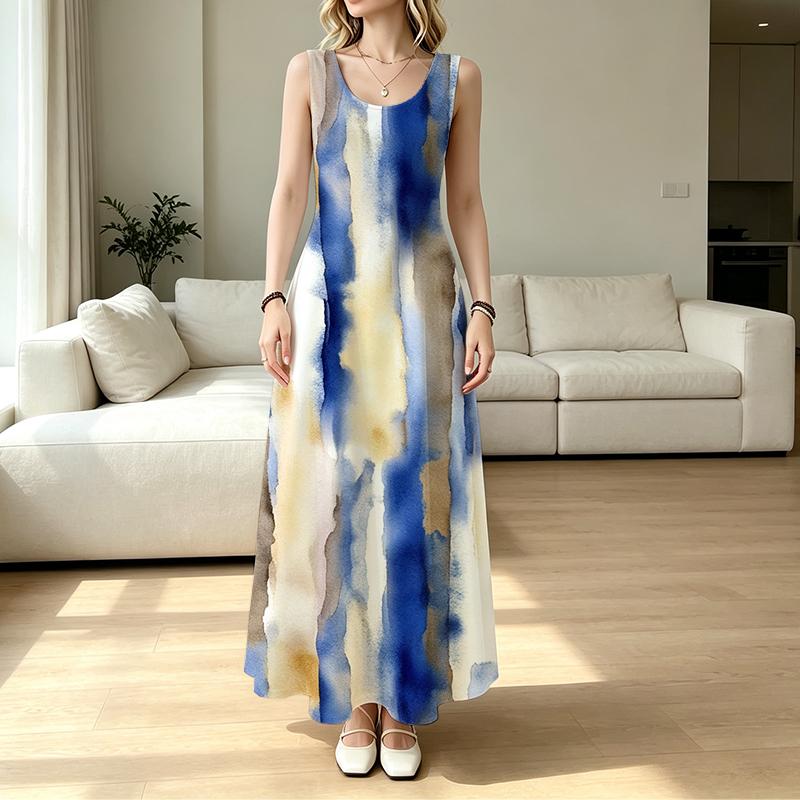 Women's A-Line Sleeveless Maxi Dress Lightweight Flowy Long Dress for Summer Beach Vacation & Daily Casual