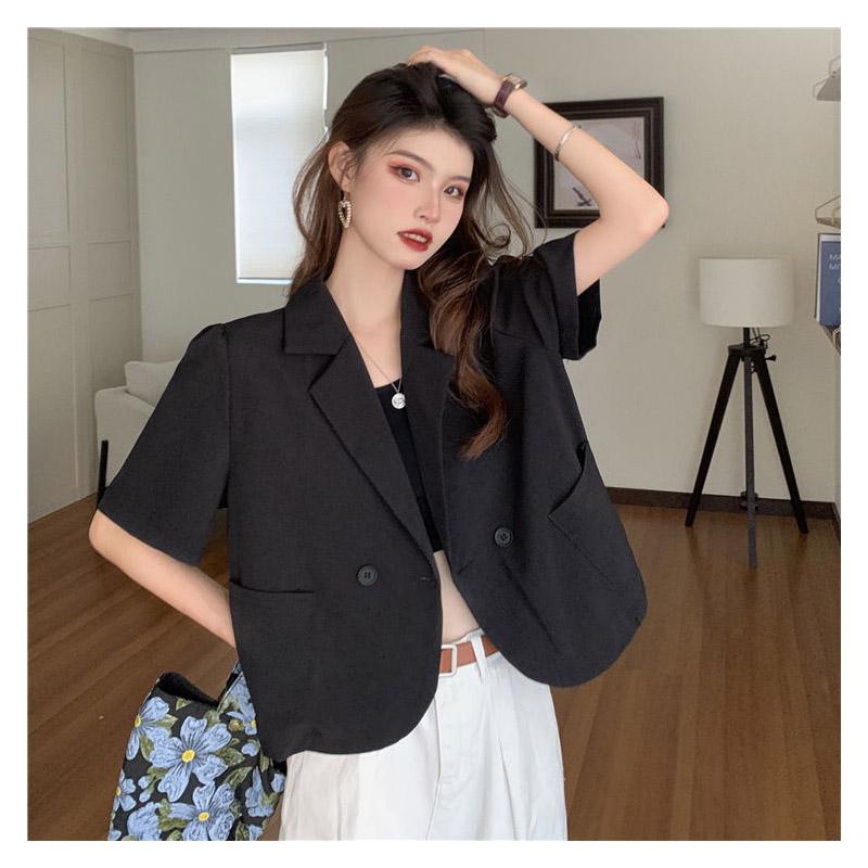 Giacca Estiva Bianca da Donna Vestibilità Larga Vita Sottile Chic Minimalista Pronta per l'Ufficio Comoda alla Moda Blazer