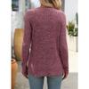 Autumn Women's Buttoned Square Neck Pit Stripe Brushed Solid Long Sleeve Top