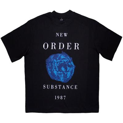 Pánské New Order Substance 1987 Oversized Boxy Tričko Vintage Tričko Černé