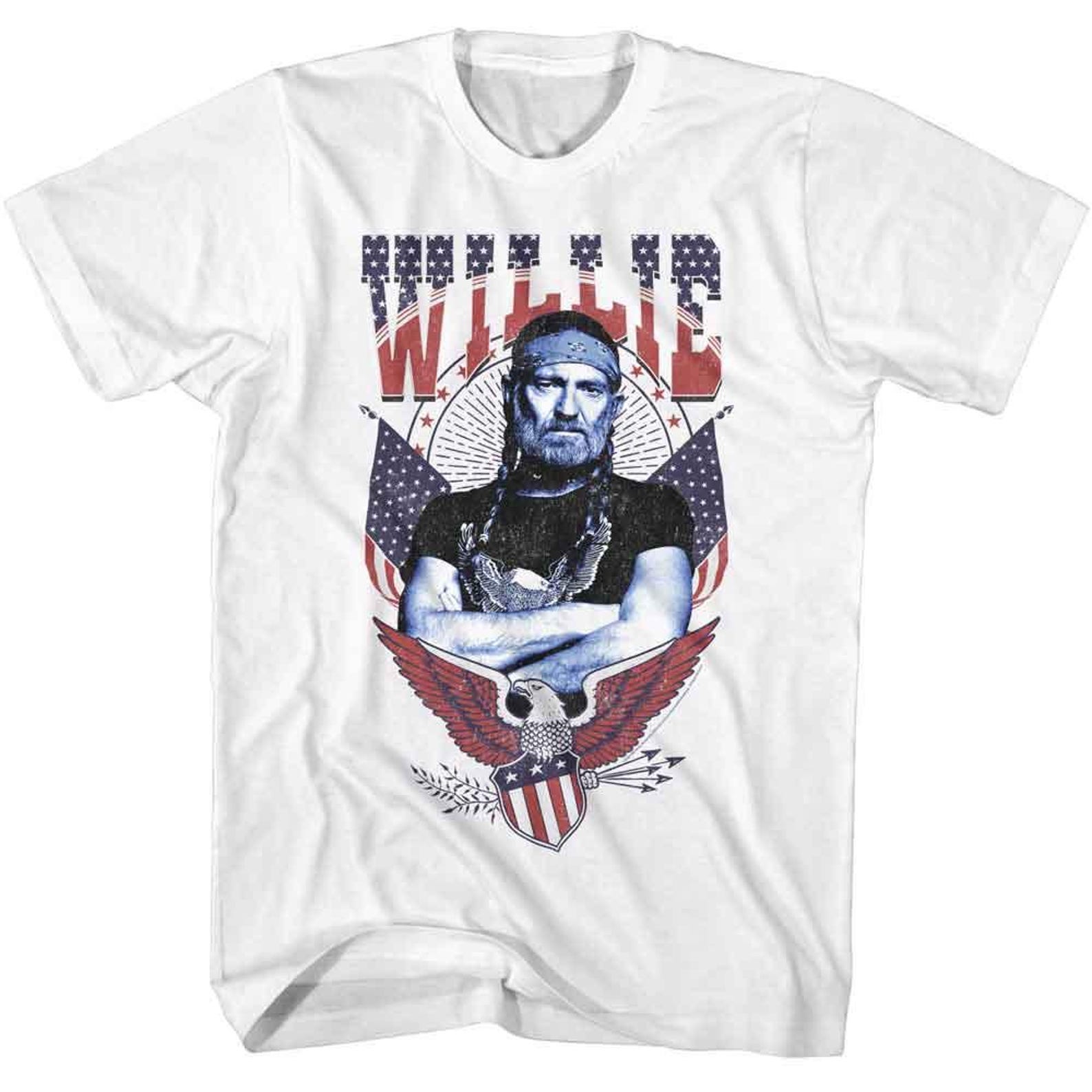Willie Nelson Americana Eagle White T-Shirt S