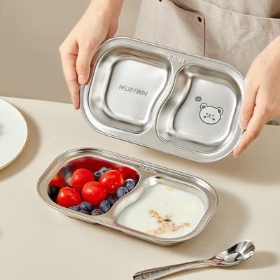 2 Bölmeli Çocuk Yemek Tabağı 304 Paslanmaz Çelik Bölmeli Akşam Yemeği Tabağı Mutfak Sevimli Desenli Çocuk Salata Akşam Yemeği Tepsisi