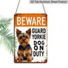 2D Flat, Yorkshire Terrier Warning Metal Sign, Decorative Aluminum Sign and Plaque, 8x12 Inches - Rustic "Beware of Guarding Yorkie" Wall Art