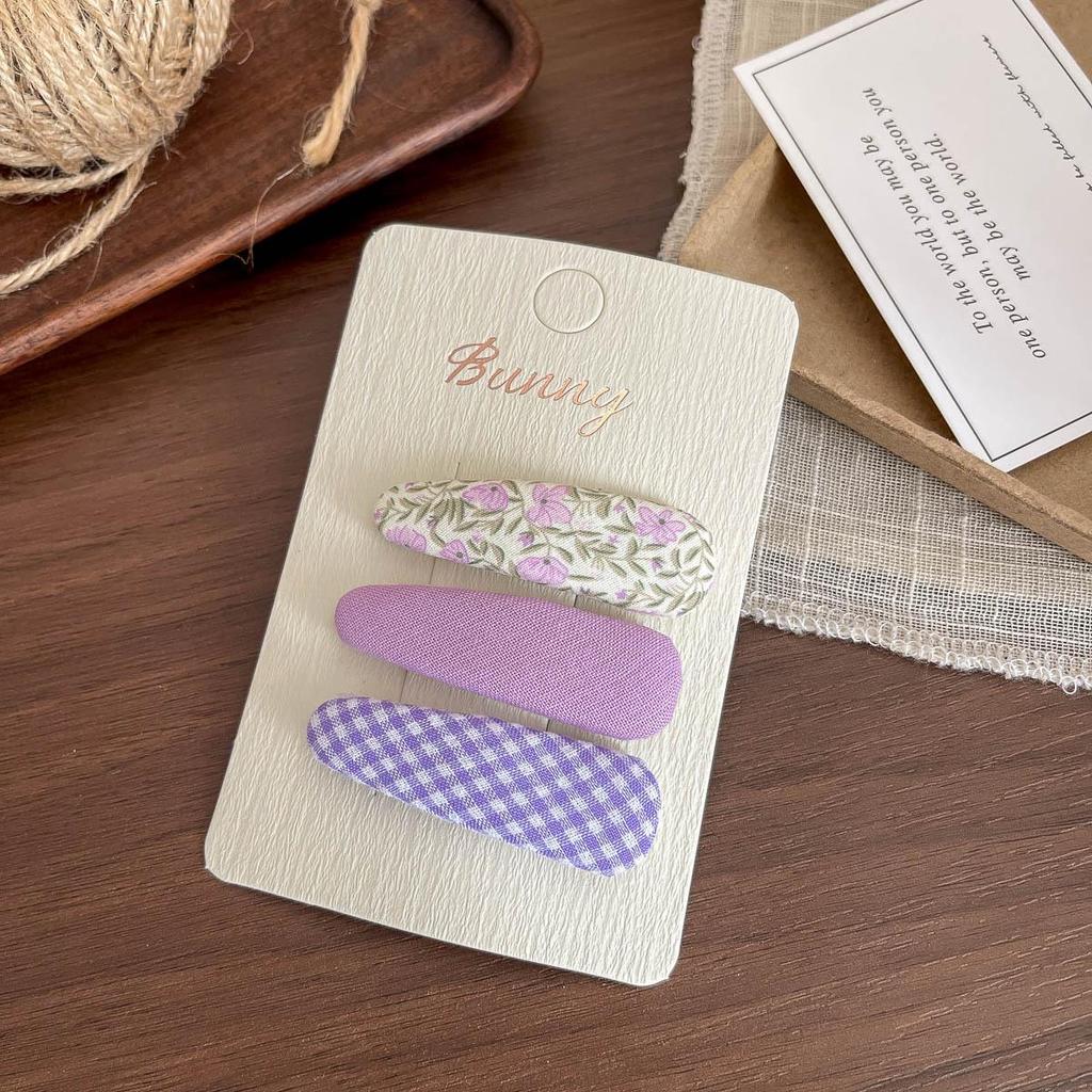 Korean Style Plaid Floral Water Drop BB Hair Clip Set: Versatile Hairpin Accessories for Girls