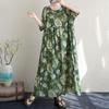 Short Sleeve Plus Size Cotton Vintage Floral New In Dresses for Women Casual Loose Long Summer Dress