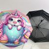 1PC unicorn cupcake Automatic Open/Close Umbrella with Windproof, 8-Rib Sturdy Canopy, Durable Ribs, Fashionable Design, Outdoor Accessory, Fun Prin,